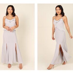 Lovestitch X Petal & Pup | NEW Tanya Beaded Maxi Dress in Grey Size S